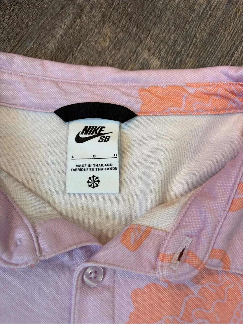 Nike Pink Floral Short-Sleeve Polo with Green and Peach Blooms